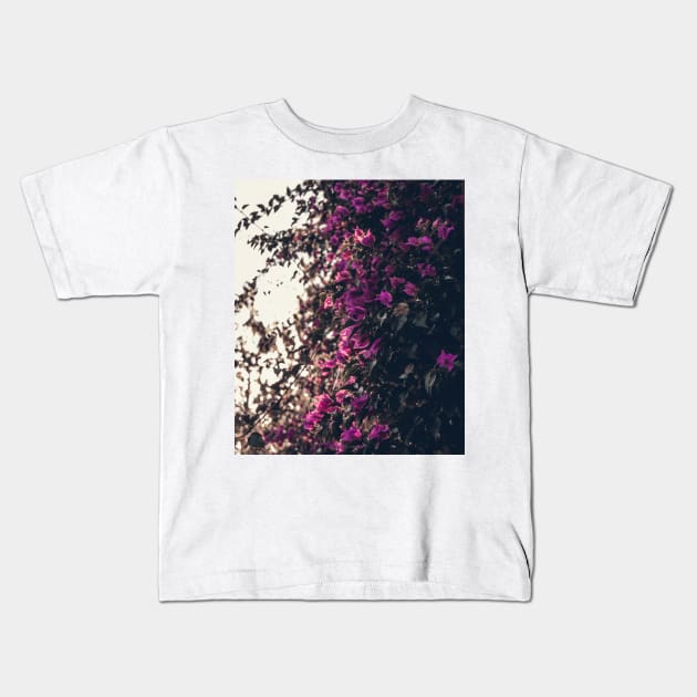 Purple Flowers Kids T-Shirt by Luigi Veggetti